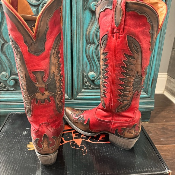 NIB Freebird “Willie” red leather boots size 8 - Picture 2 of 16